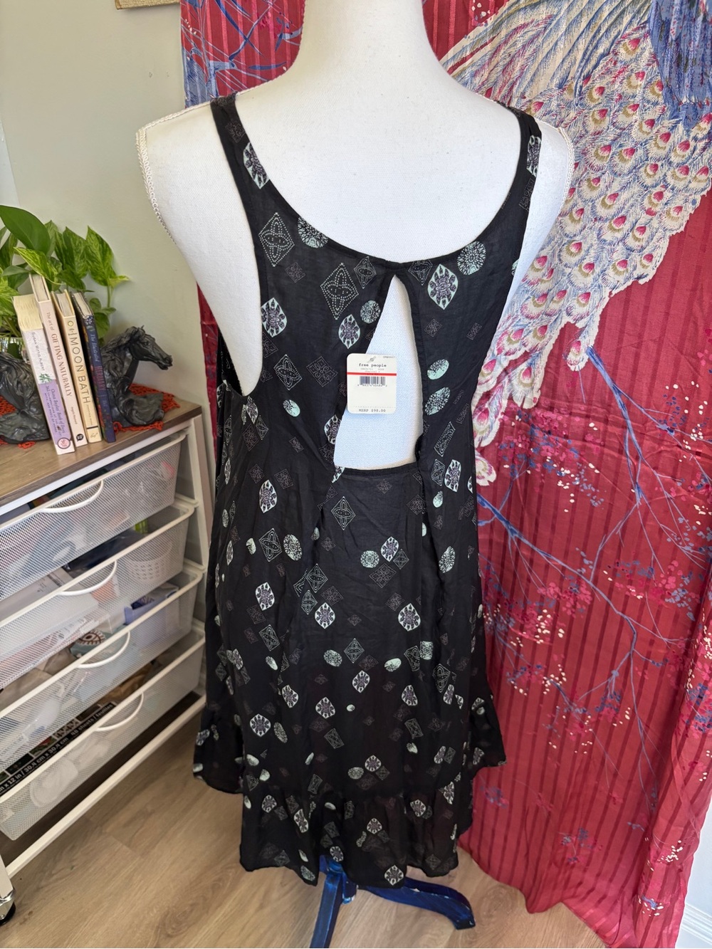 Free People Black & Purple Medallion Swing Mini Dress/Tunic - Picture 4 of 6